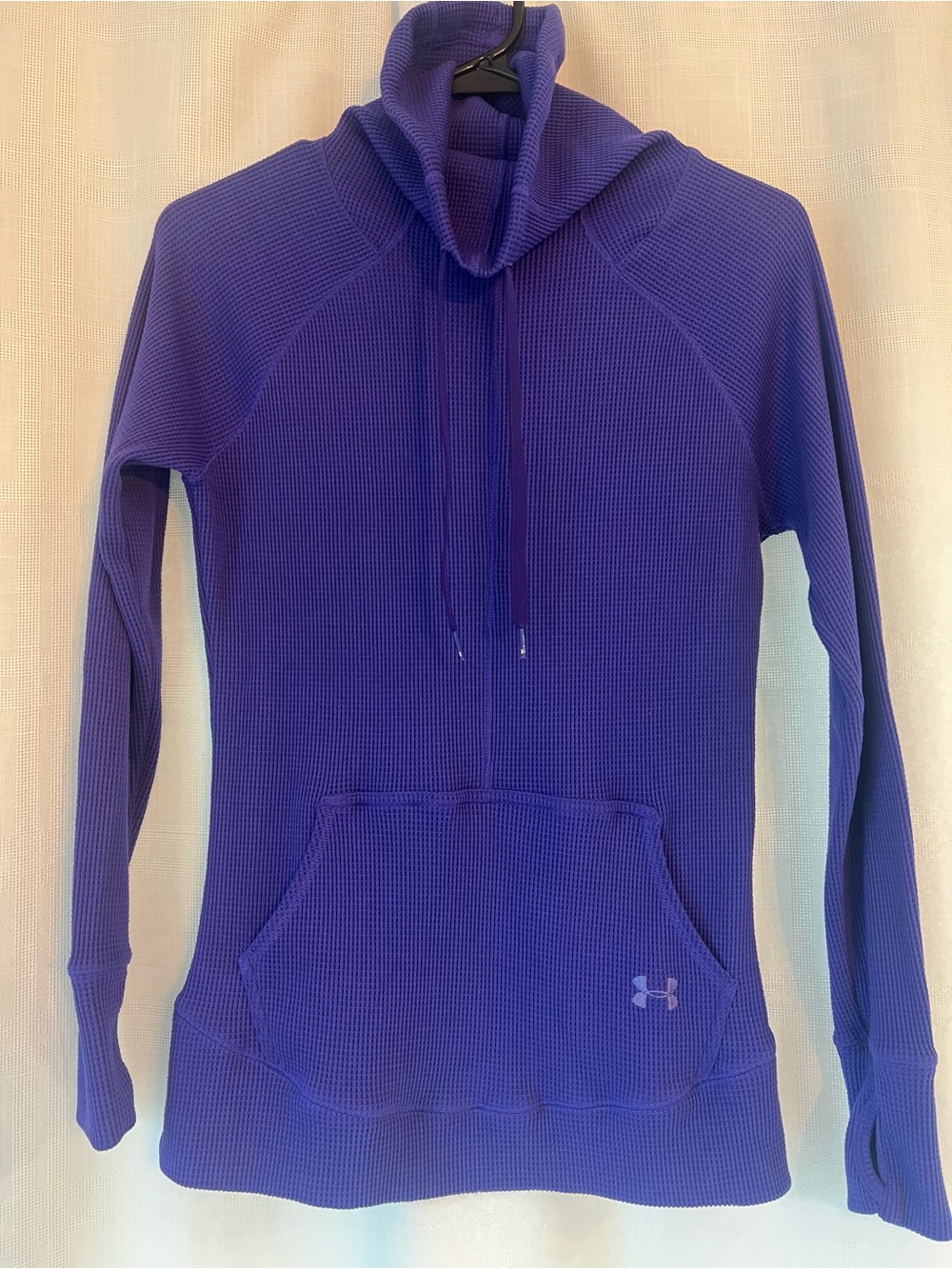 Under Armour Women’s Purple Waffle-Knit Cowl Neck Hoodie Sweater